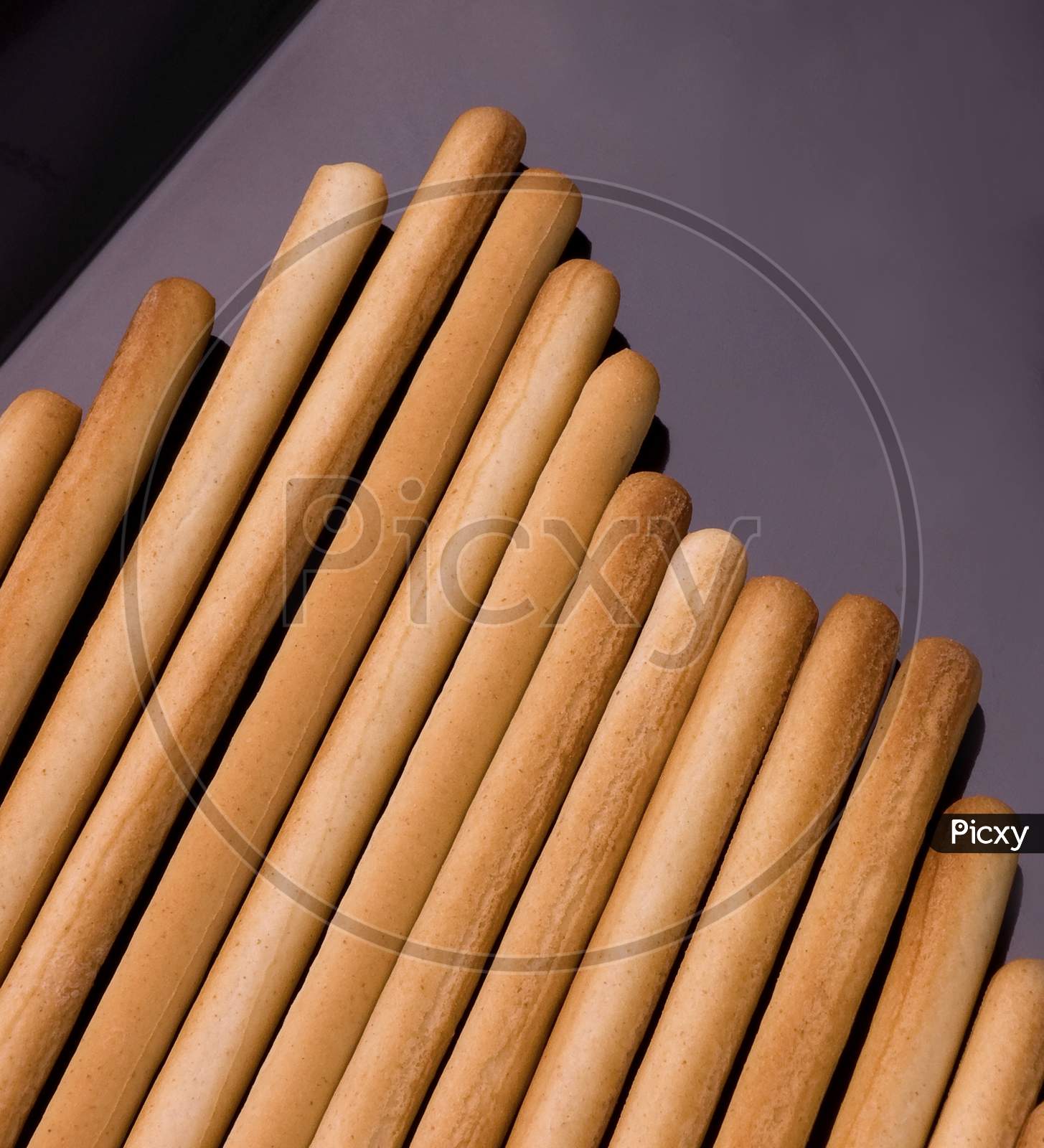 A selection of rye bread sticks.