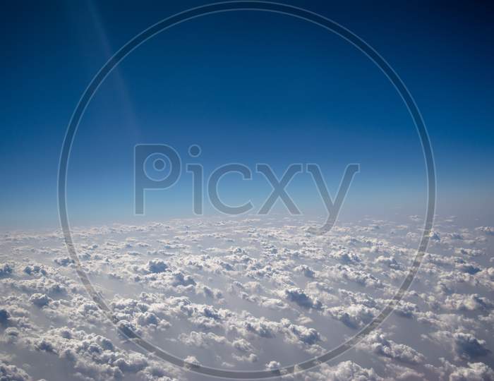 Wonderful clouds as observed from aircraft. aerial view