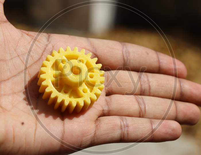 Plastic Gear Wheel Which Is Attached To Dc Motor Shaft