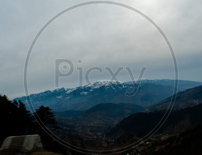 beautiful city and himalayan mountain range view from mountain of vaishnodevi, patnitop and Nathatop Jammu