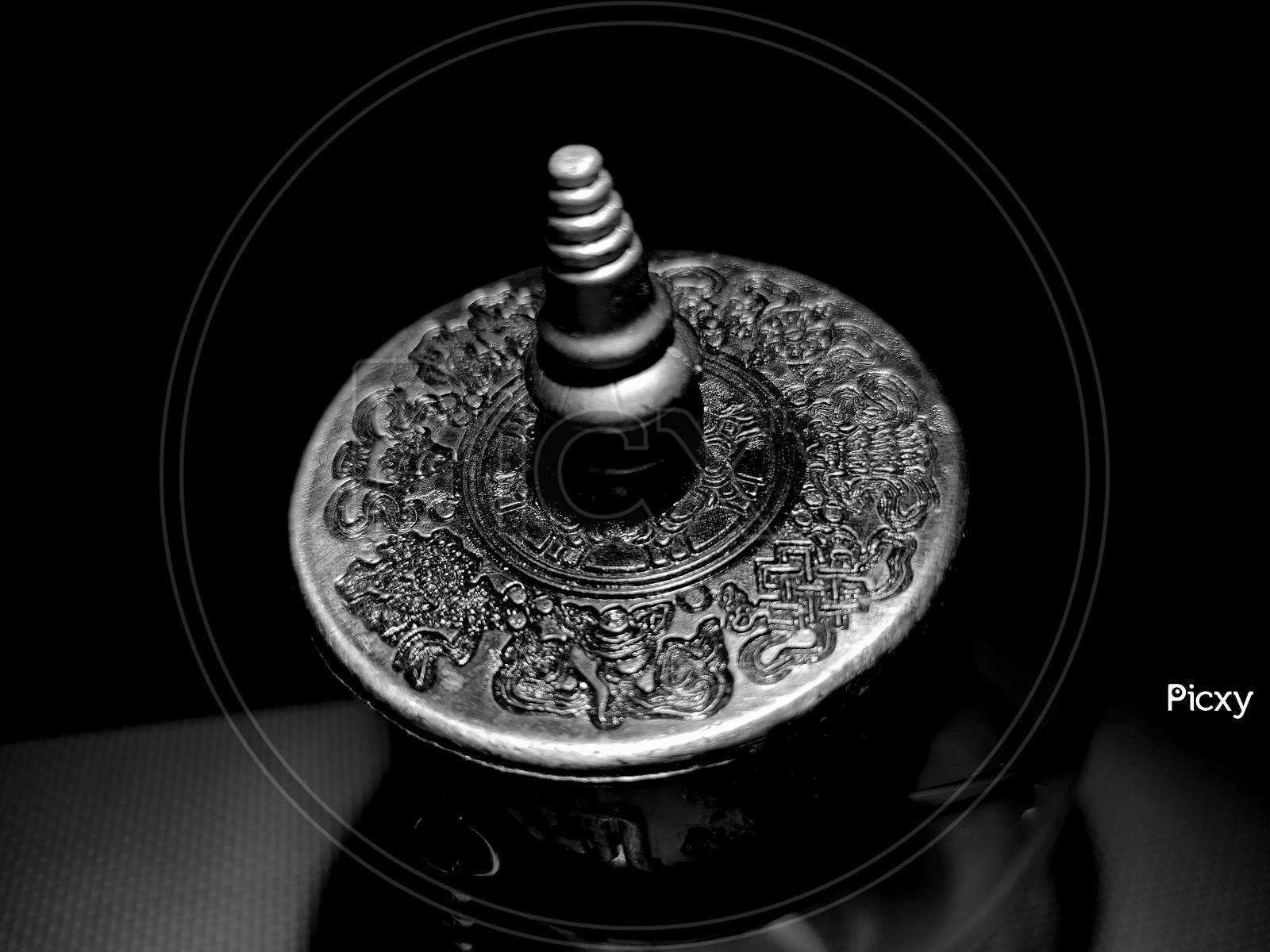 Close Up Image Of Tibetan Buddhism Prayer Wheel.