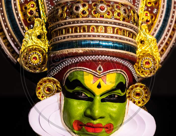 Kathakali Kerala Classical Dance Mens Facial Expression In Traditional Costume