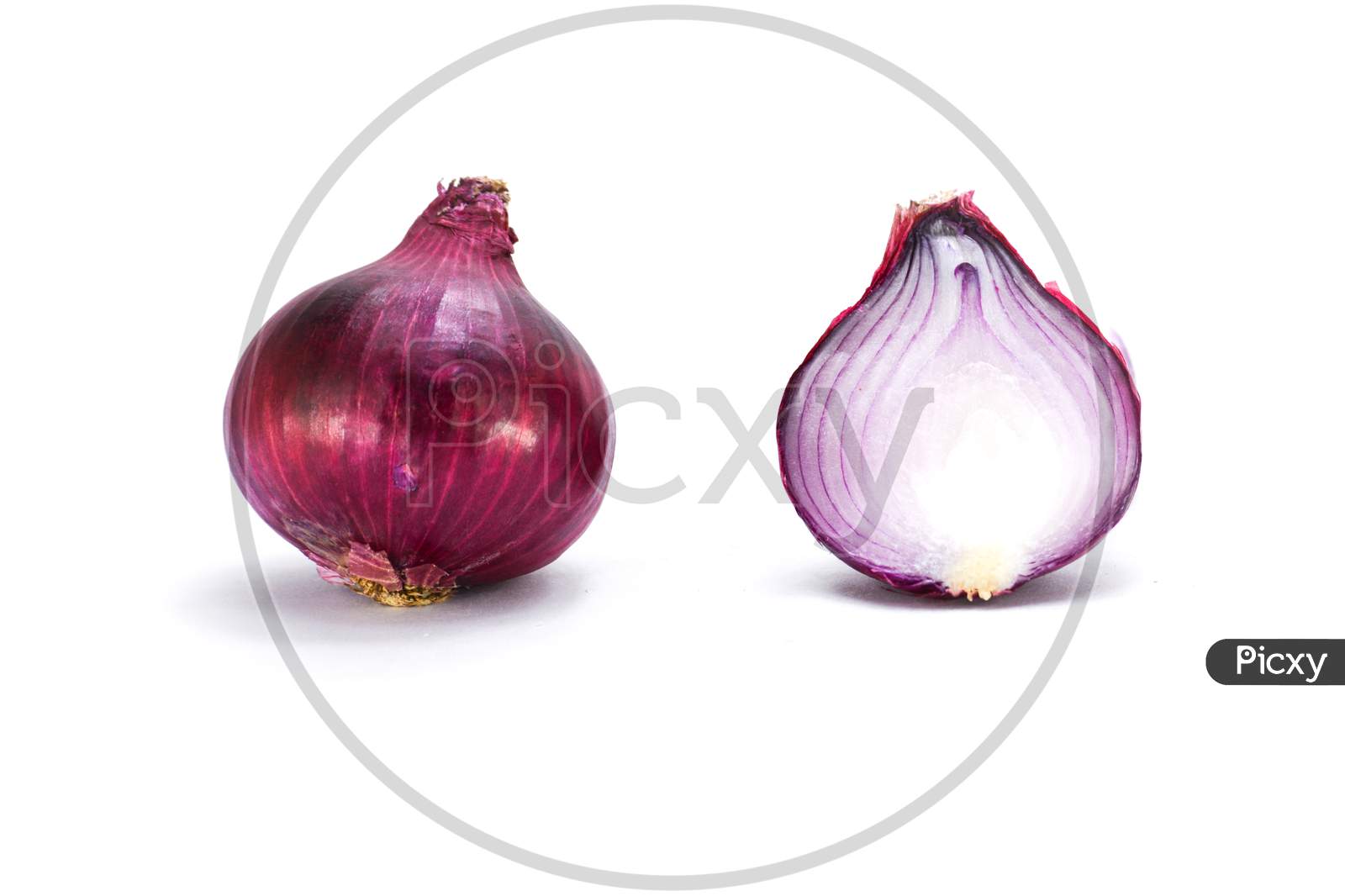 Fresh red onion isolated on white background