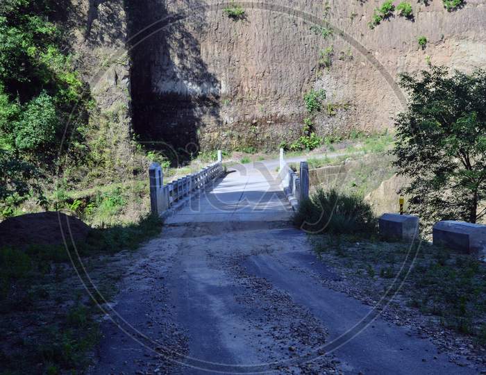 White Bridge At Forest Of Kangoo Town In Himachal Pradesh India