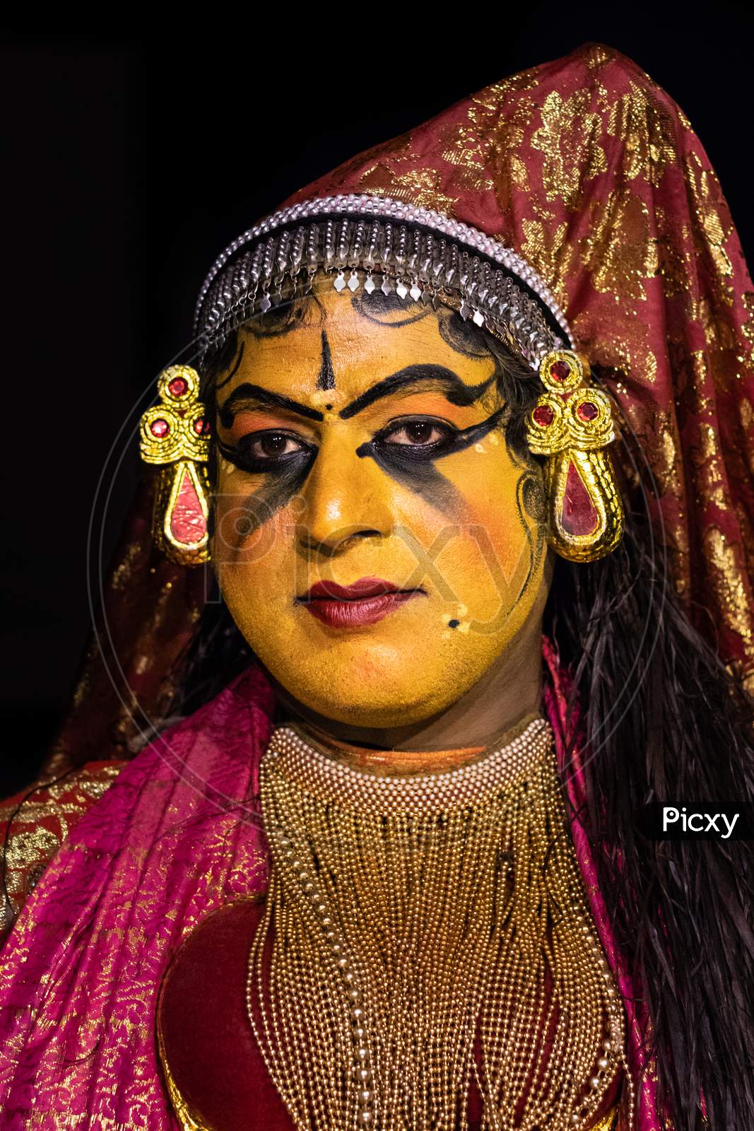Kathakali Kerala Classical Dance Women Facial Expression In Traditional Costume