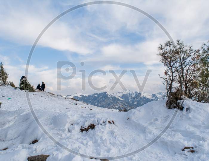 Nathatop and Patnitop cities of Jammu and its park covered with white snow,