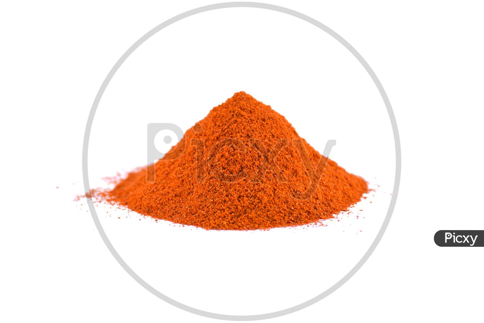 Red chili pepper powder isolated on white background
