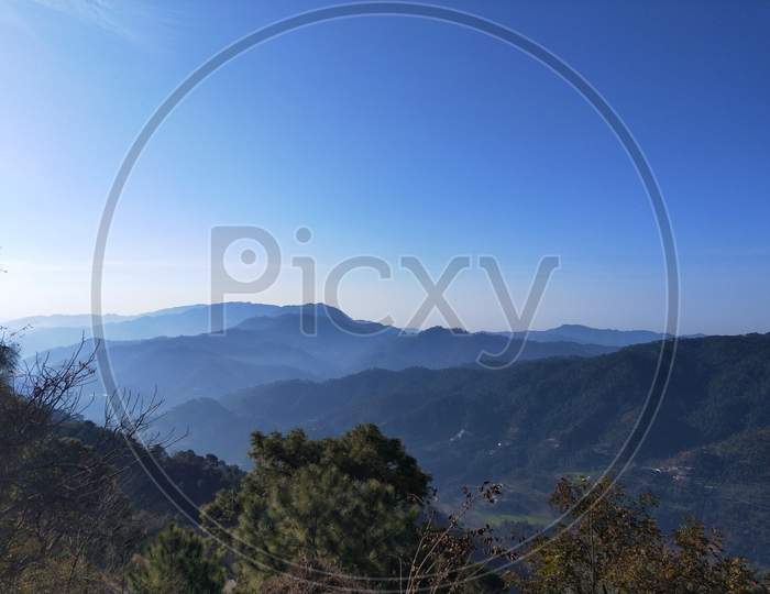 Beautiful Landmark with mountains and clear blue sky