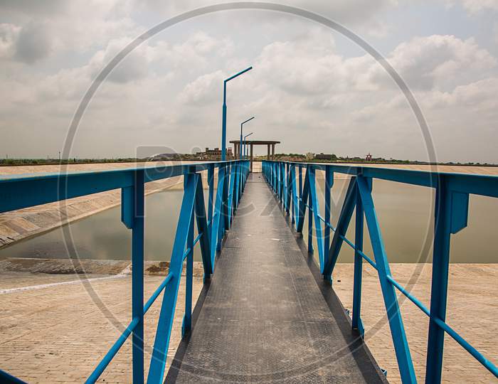 Beautiful View Of Surpura Dam Water Body Iron Bridge - Image