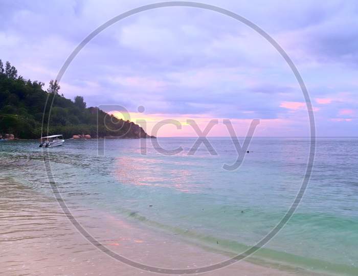 Sunny day beach view on the paradise islands Seychelles