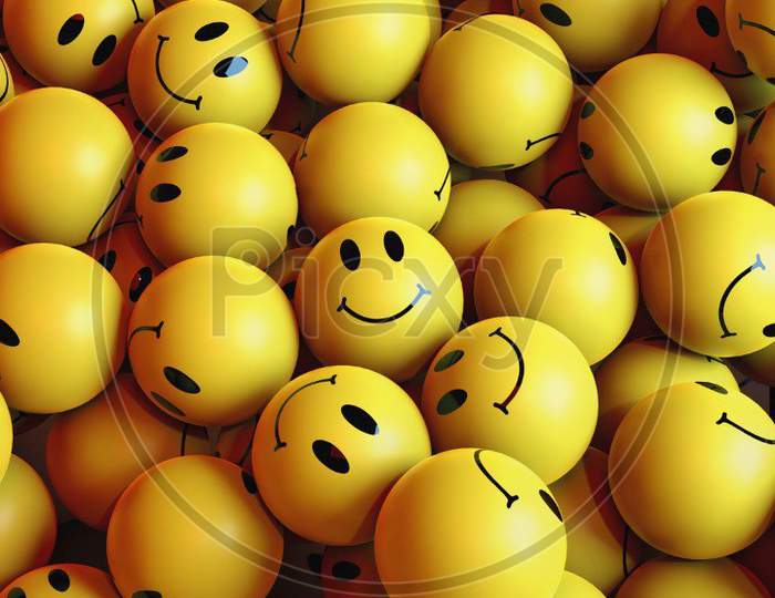 Collection / Group of Yellow colored smiley balls