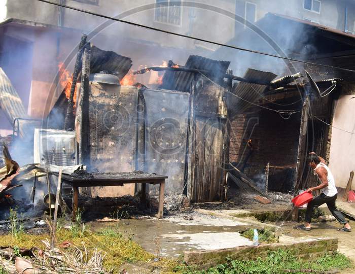 Fire Broke Out In A Resident House After A LPG Cylinder Blast  In  Nagaon
