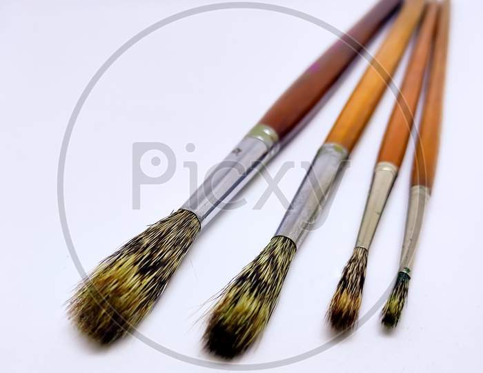 Painting Brushes. Picture Of Different Painting Brushes. Close Up.