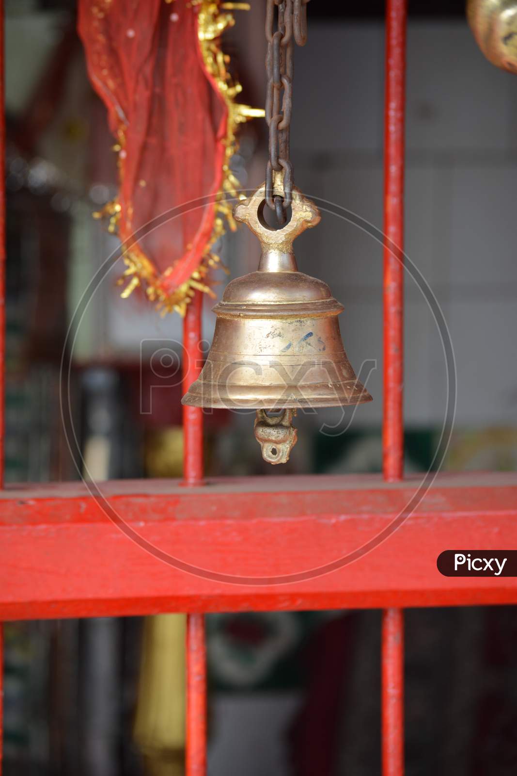Ancient hanging bell at maa sharda temple, Madhya Pradesh, India.