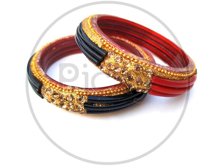 indian traditional bangles isolated on white background