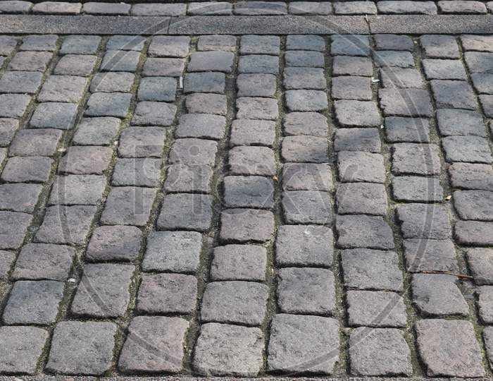Highly detaled close up view on cobblestone textues with perspective in high resolution