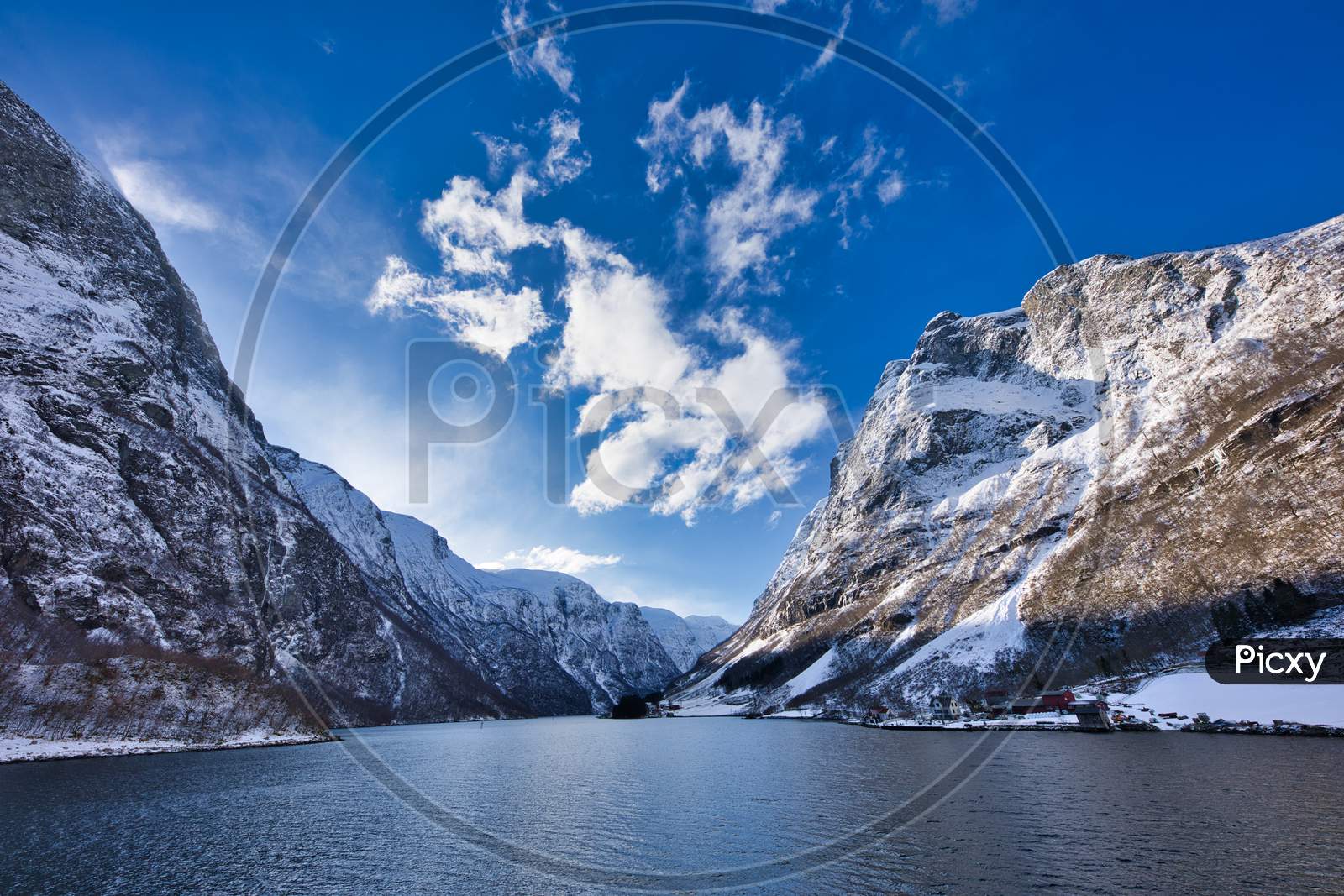 Beautiful scenic of Sogne fjord in Norway from Gudvagen to Flam