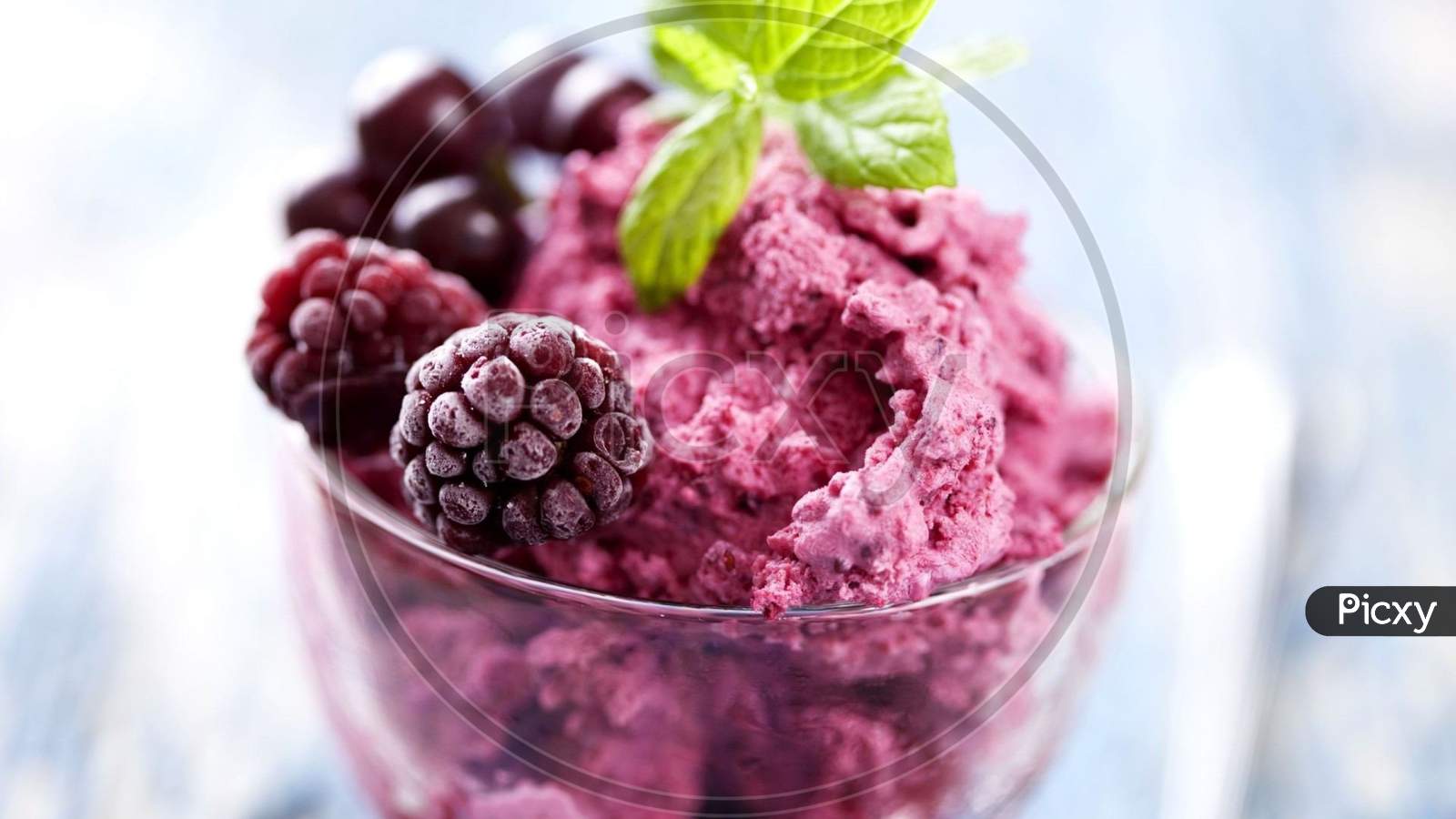 Fresh frozen blueberry  / blackberry ice cream for summer season