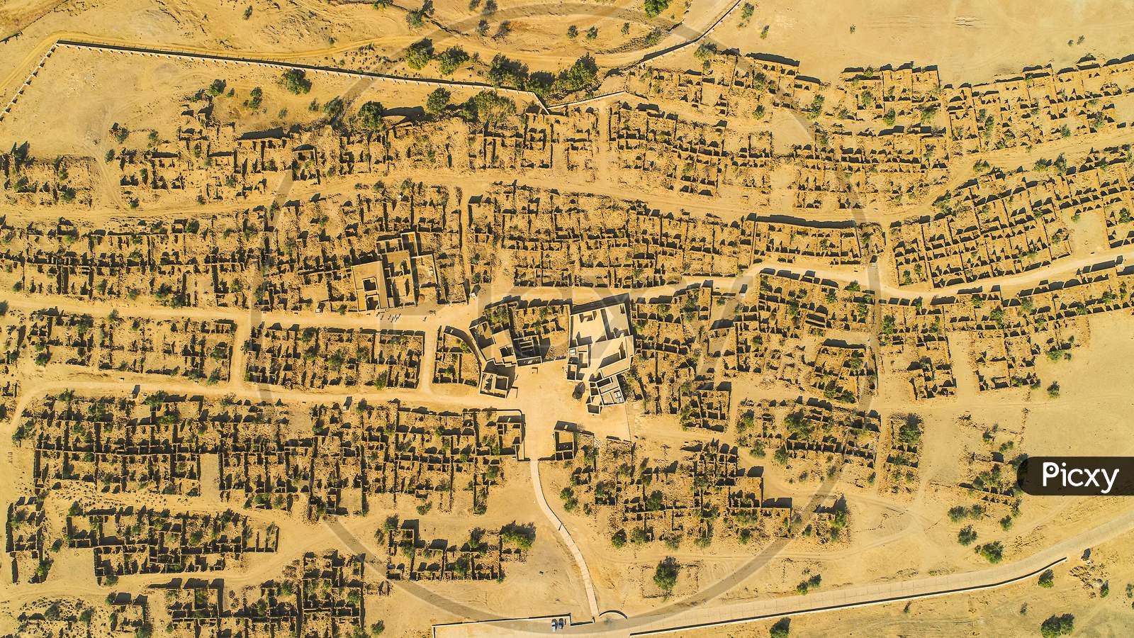 Aerial View Of Under Construction Houses In Jaisalmer,Rajsthan, Architect, Building Construction, City Top View Background - Image