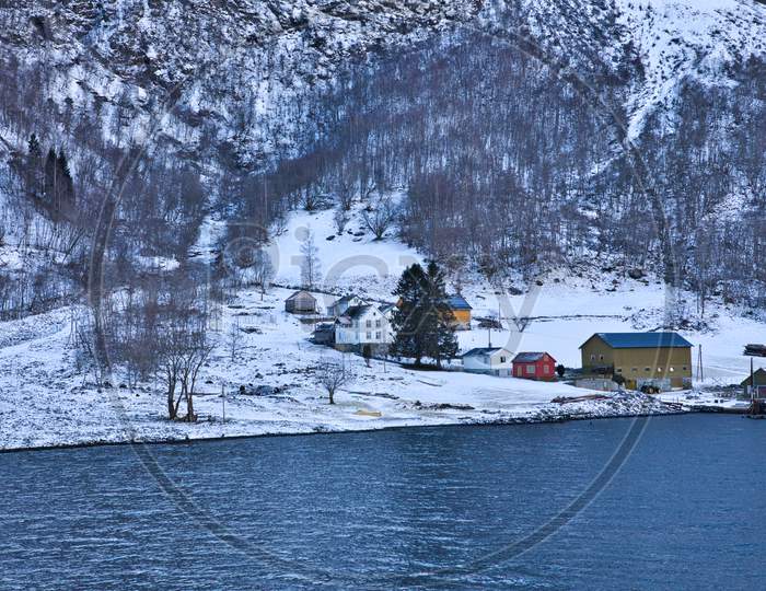 Beautiful scenic of Sogne fjord in Norway from Gudvagen to Flam