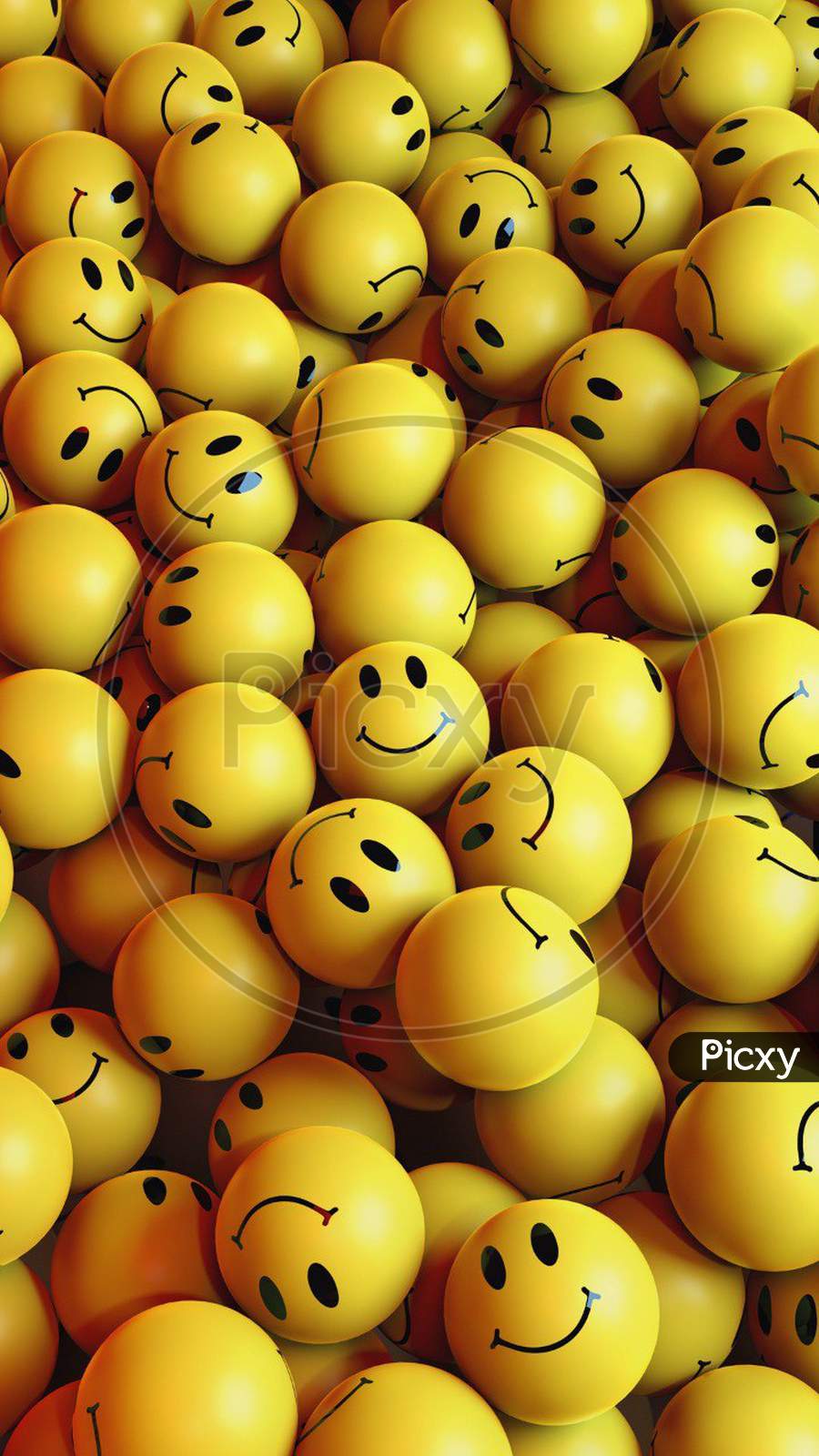 Collection / Group of Yellow colored smiley balls