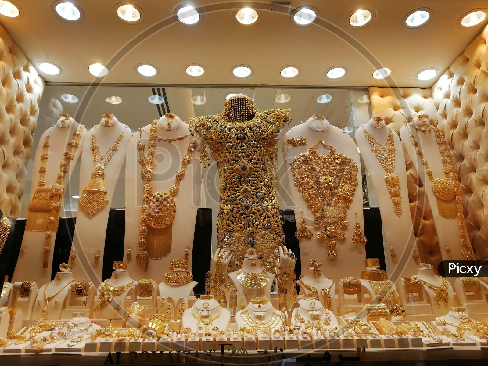 Traditional market of gold souk in dubai