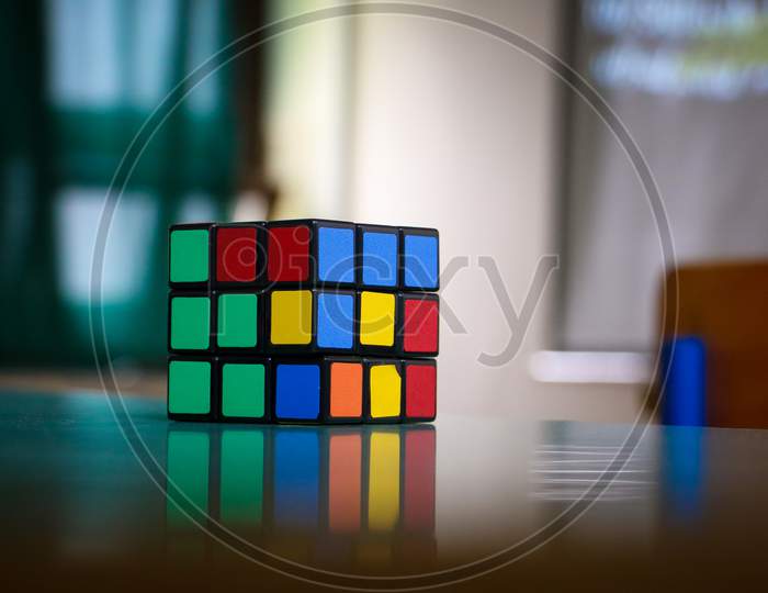 Multi color Puzzle Cube / block on a surface