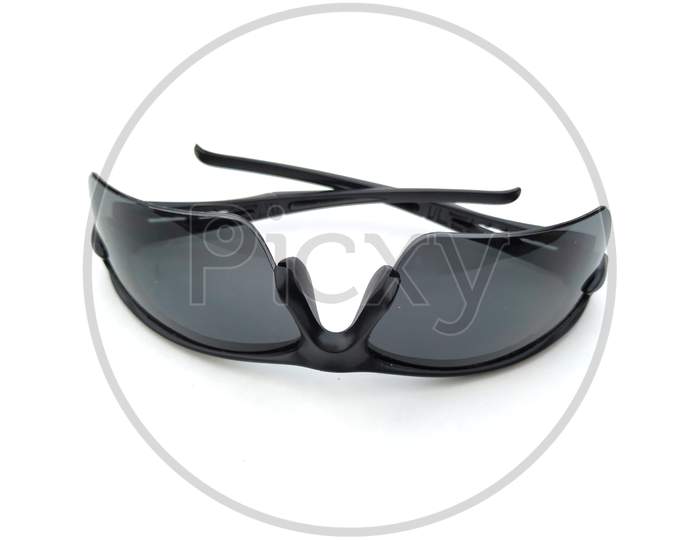 Stylish unisex sunglasses on a white background. Front view.