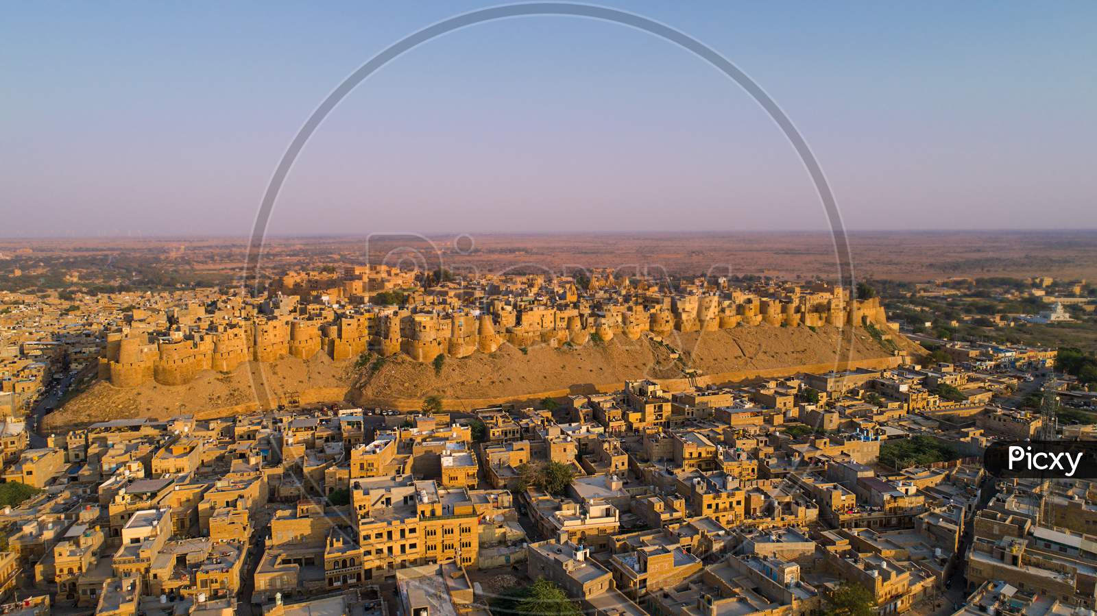Aerial View Of Jaisalmer City, Jaisalmer Fort, Golden City, Golden Fort, Rajasthan, India, Tourism, Background - Image