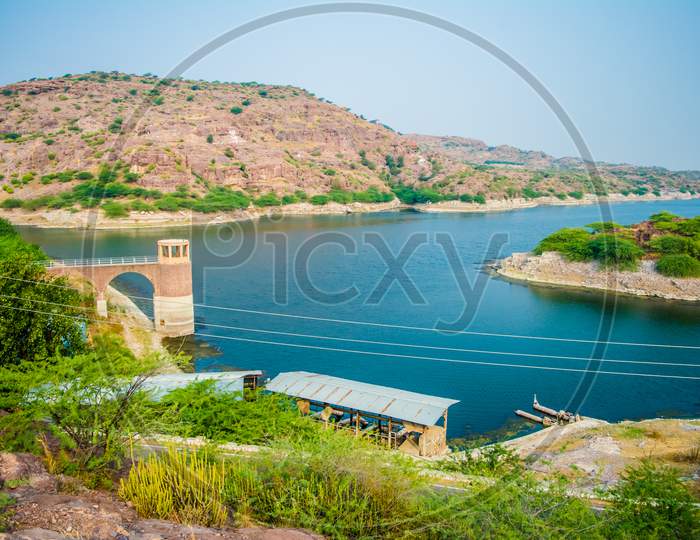 Kaylana Lake Jodhpur in Rajasthan, India. It is an artificial lake, built by Pratap Singh in 1872.