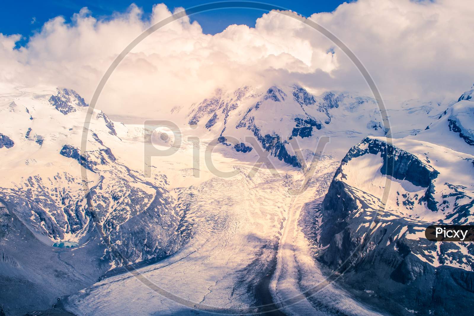 The Gornergrat View Glaciers And Clouds Moving Zermatt, Switzerland