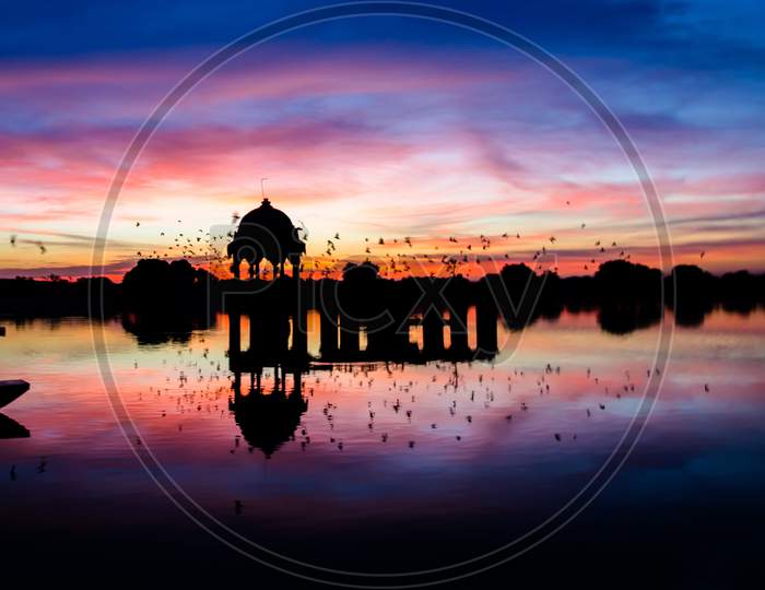 Gadsisar Sagar Lake in Jaisalmer Rajasthan, Sunrise at Gadsisar Sagar Lake