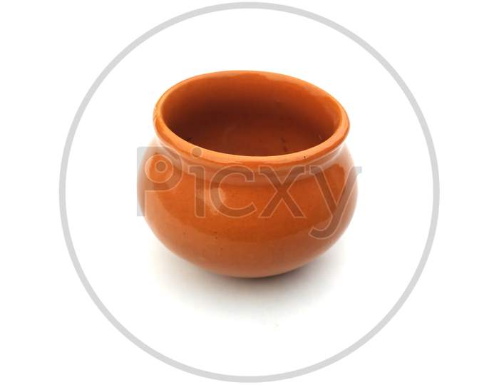 brown clay pot isolated on white background