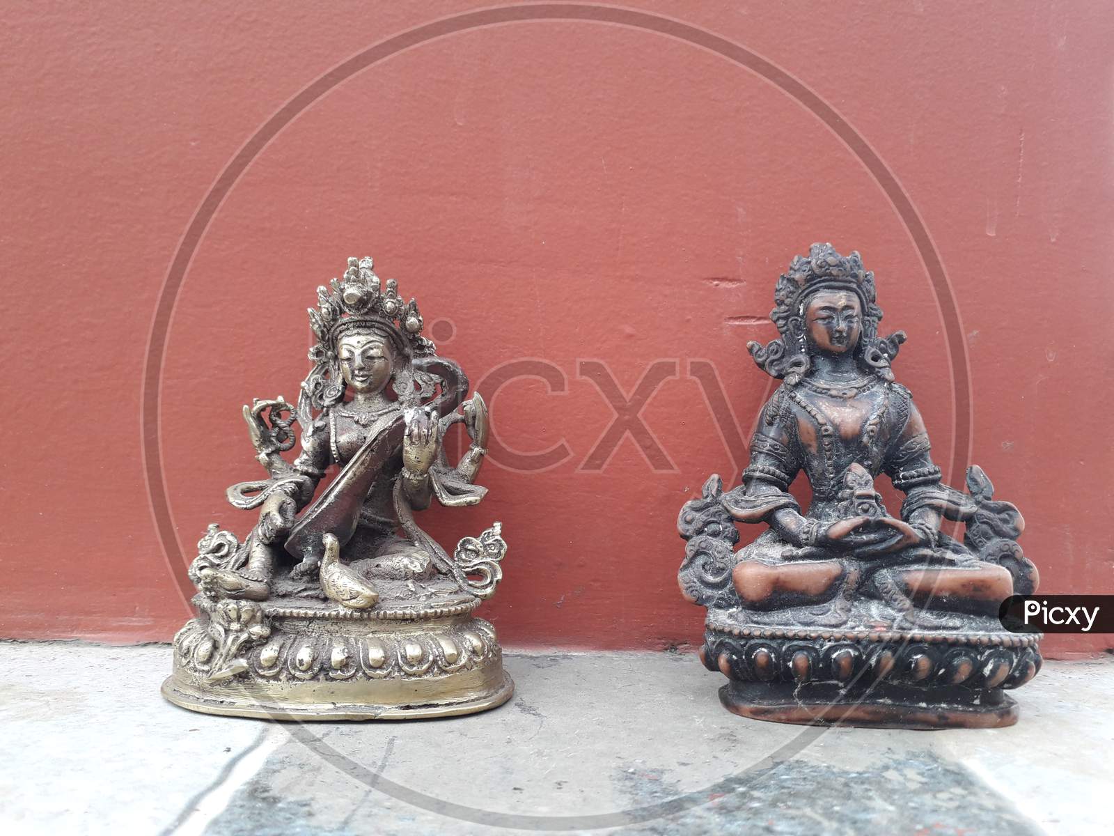 Manjushree and Saraswoti Hindu God Statue