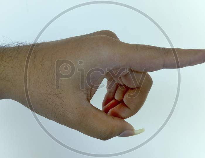 Pointed finger with nail left hand