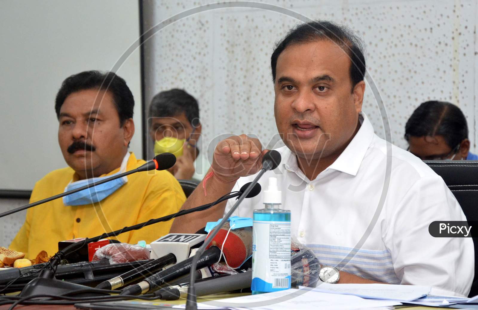 Assam State Finance, Health And Family Welfare Minister Himanta Biswa Sarma Addressing A Press Conference, At Janata Bhawan, In Guwahati On Monday, May 18, 2020.