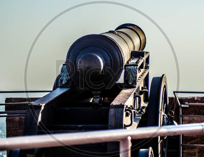 Cannons at Mehrangarh or Mehran Fort, located in Jodhpur, Rajasthan, India