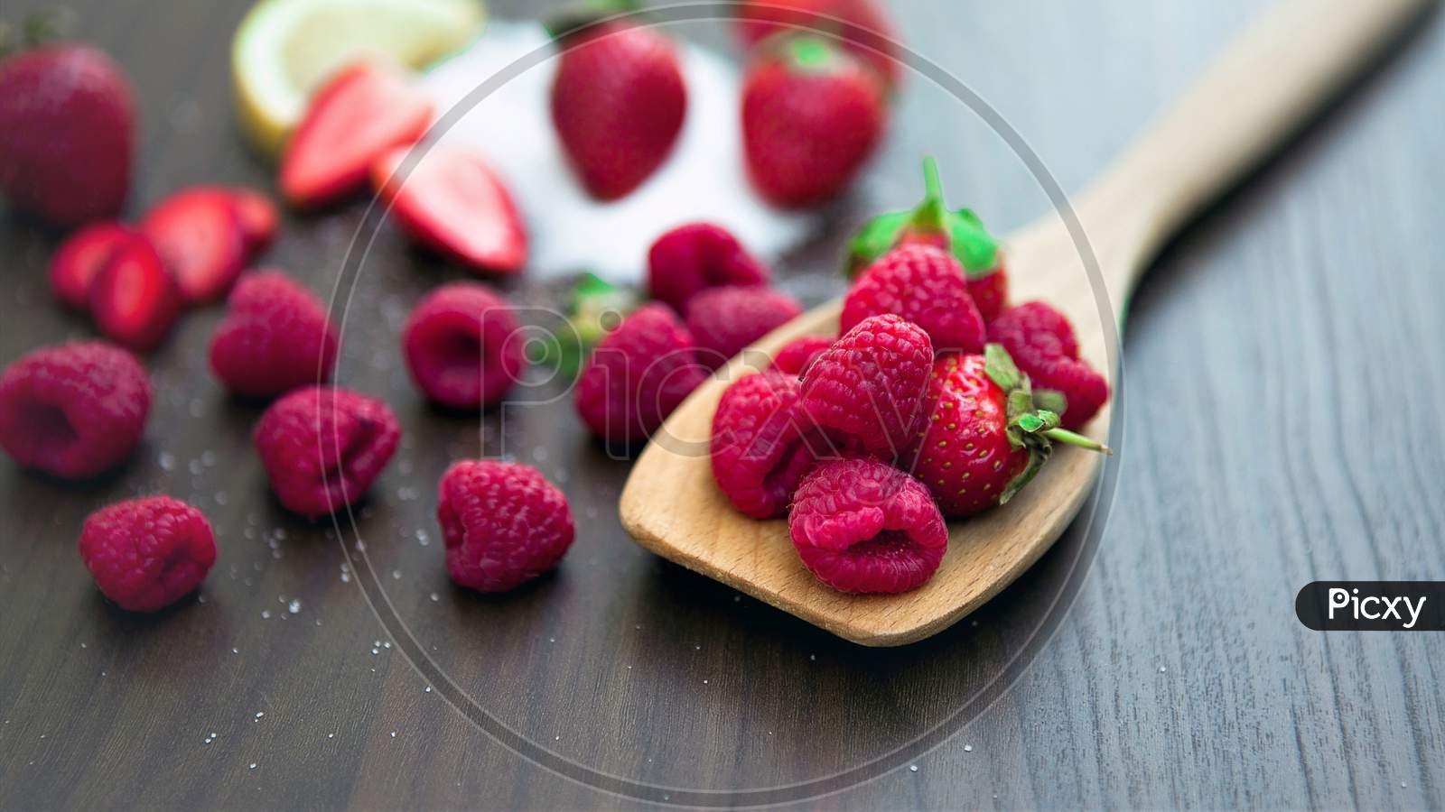Group of Natural Fresh Raspberry for Healthy diet