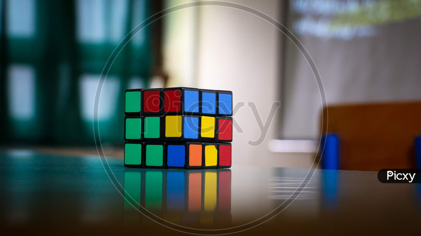 Multi color Puzzle Cube / block on a surface