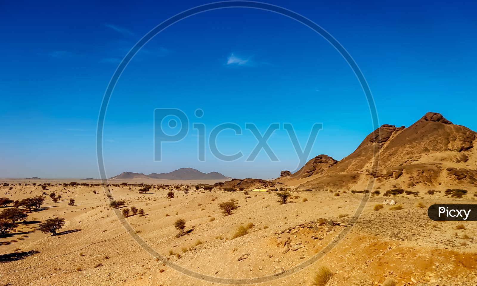 Rocky Mountains With Blue sky in desert. Landscape view.
