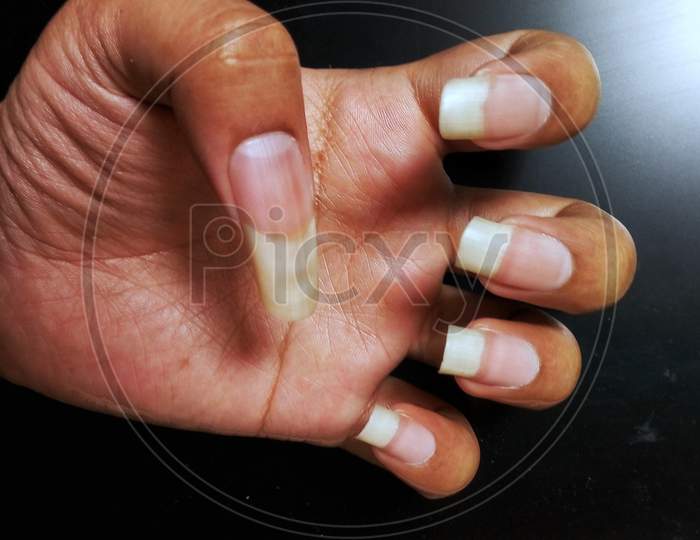 Hand with pointed nails left