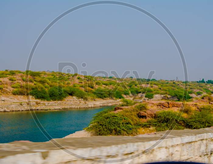 Kaylana Lake Jodhpur in Rajasthan, India. It is an artificial lake, built by Pratap Singh in 1872.
