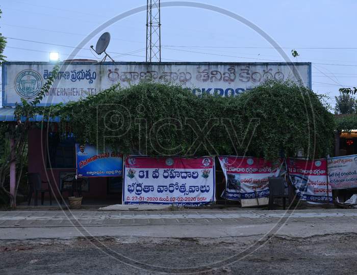 Telangana Transport department Checkpost At Andhra Pradesh - Telangana Border Near Aswaraopeta, Telangana