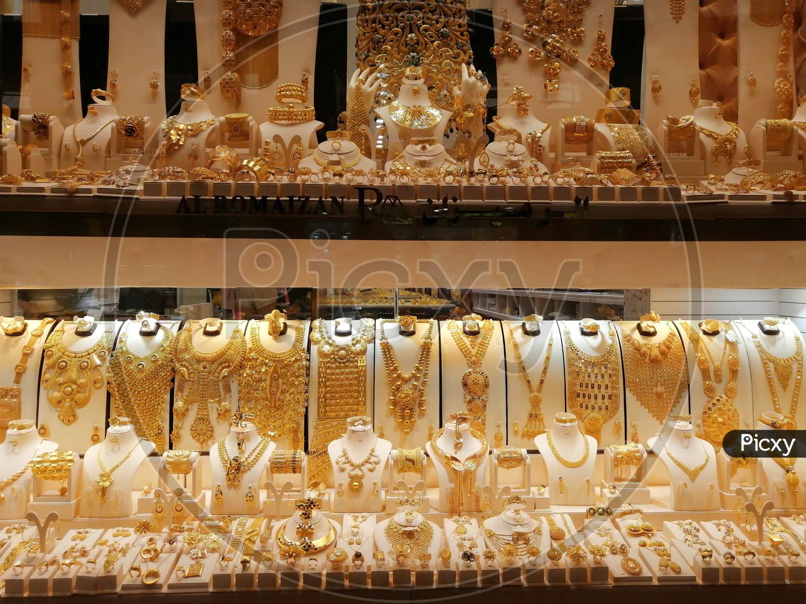 Traditional market of gold souk in dubai