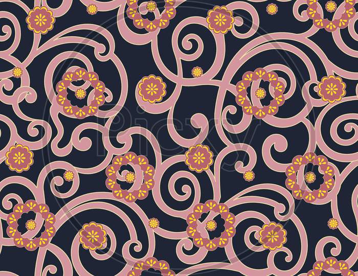 Seamless Abstract Traditional Flower Pattern