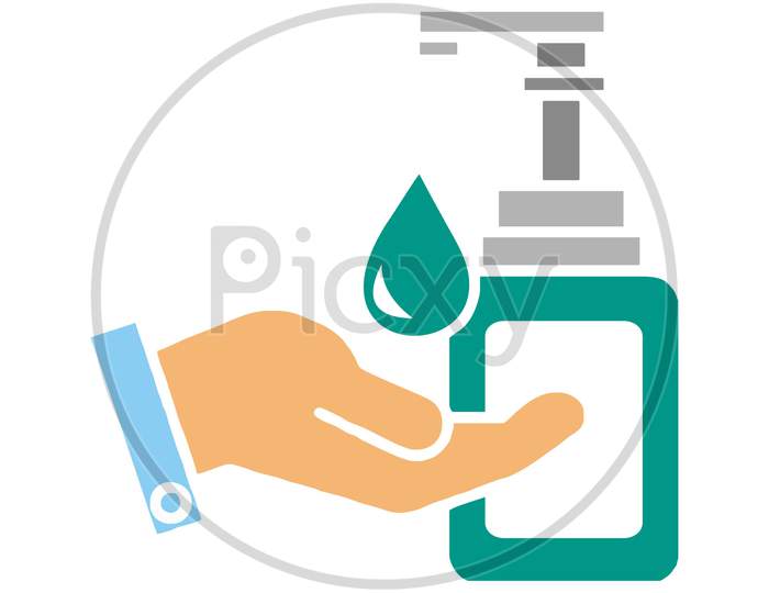 Hand soap icon. Hand washing. Vector icon isolated on white background