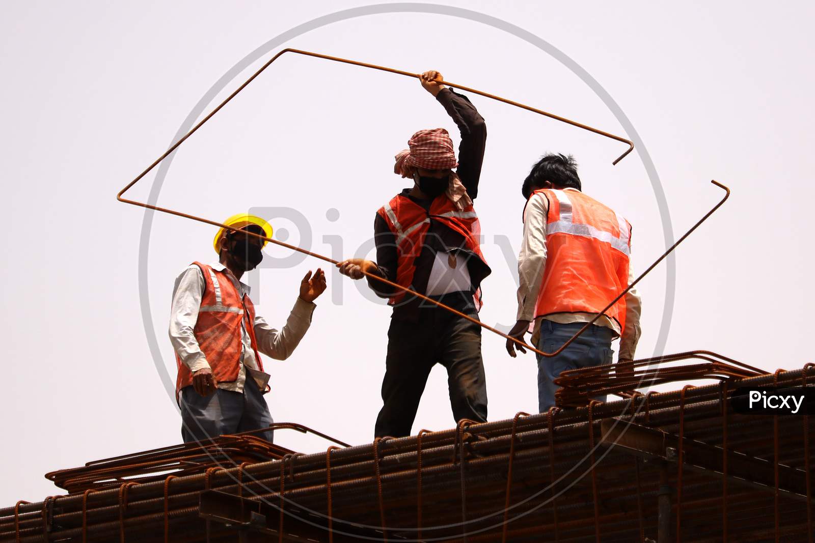 Daily Labourer Work On A Construction Site After Government Gave Permission For Construction During Extended Nationwide Lockdown Amidst Coronavirus or COVID-19 Pandemic In Ajmer, May 19,2020