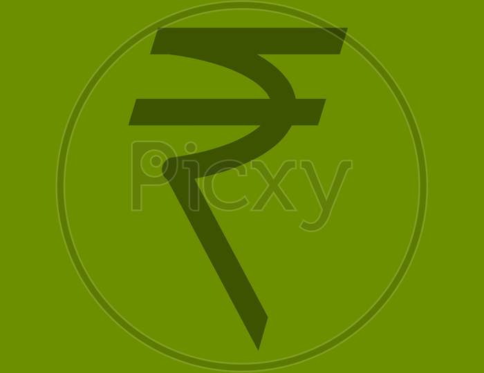 Rupee Sign In Green Color With Green Background