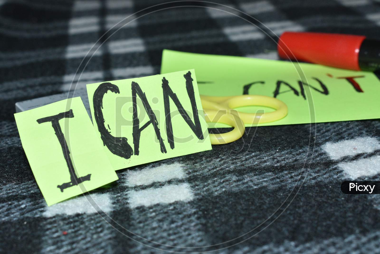 Image of I Can Concept. Encourage Yourself. Scissors Cut Off The Letter ...