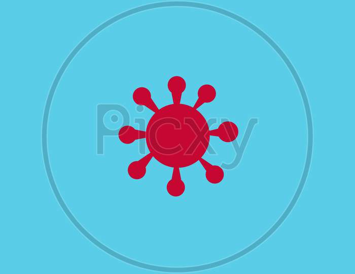 Corona Virus In Red With Blue Background